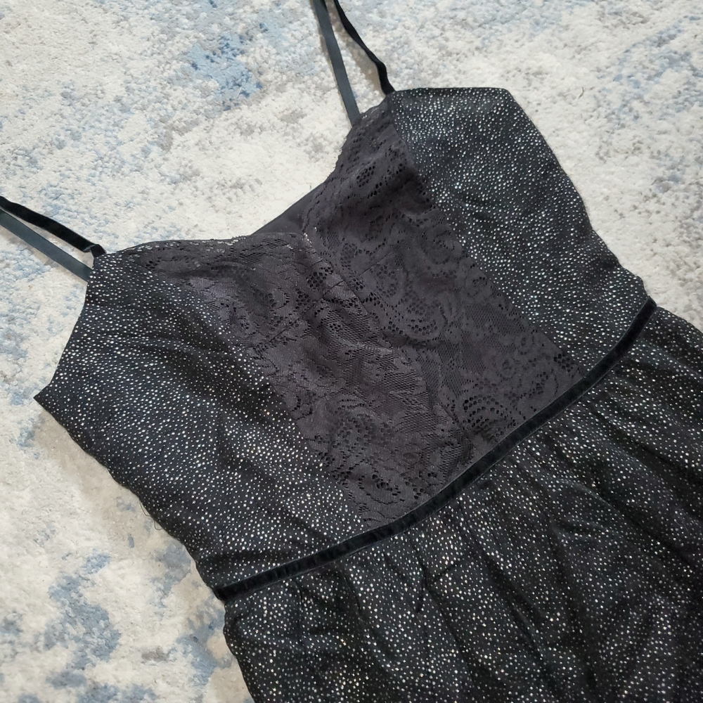 Free People Elegant Cocktail Black Sparkly Lace Dress Size 8